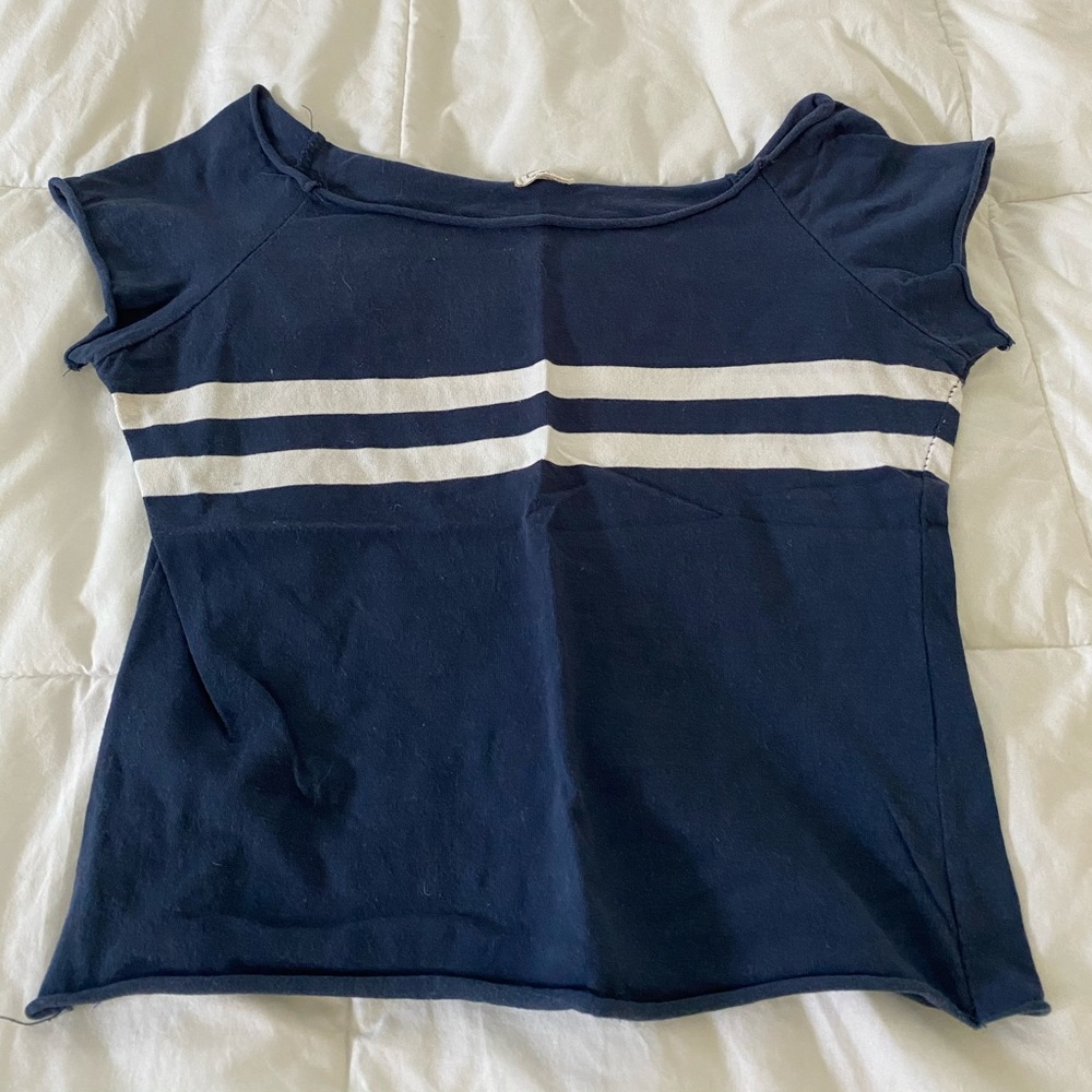 Off the Shoulder Striped Tee
